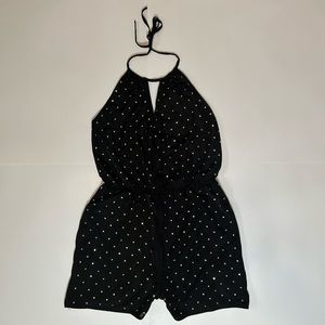 2B Bebe Black Gold Studded Halter Romper